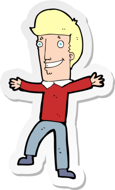 Bir insan tarafından çizilmiş mutlu bir adamın çıkartması.