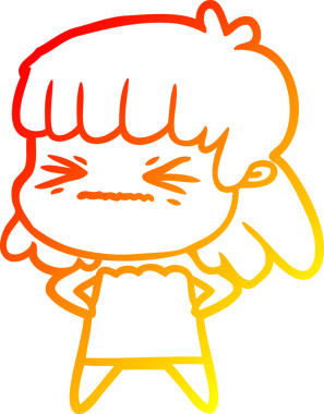 Bir insan tarafından çizilmiş kızgın bir kızın sıcak çizgi çizimi