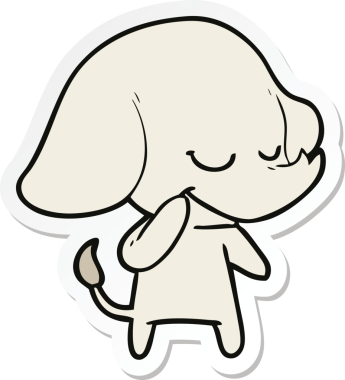 Bir insan tarafından çizilmiş gülümseyen fil çıkartması.