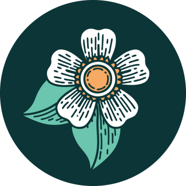 Bir insan tarafından çizilmiş bir çiçeğin ikonik dövme şekli