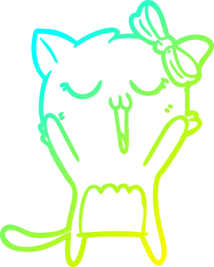 Bir insan tarafından çizilen çizgi film kedisinin soğuk gradyan çizgisi.