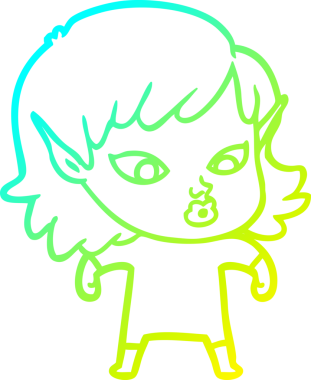 Bir insan tarafından çizilmiş güzel bir elf kızı çizimi.