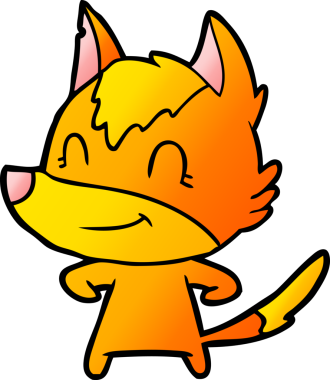 Bir insan tarafından çizilmiş tilki çizgi film karakteri