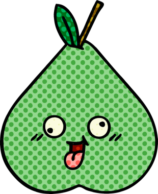 bir insan tarafından çizilmiş yeşil bir armut çizgi romanı