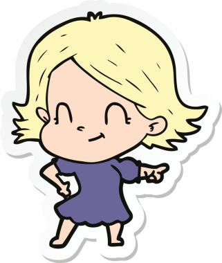 Bir insan tarafından çizilmiş, karikatür dostu bir kızın çıkartması.