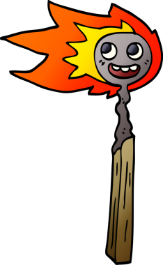 Bir insan tarafından çizilmiş karikatür yanmış kibrit.