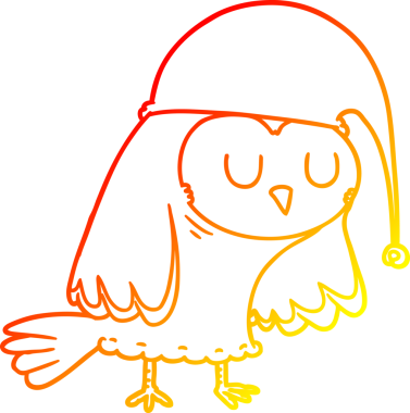 Bir insan tarafından çizilen çizgi film baykuşunun sıcak çizgi çizimi