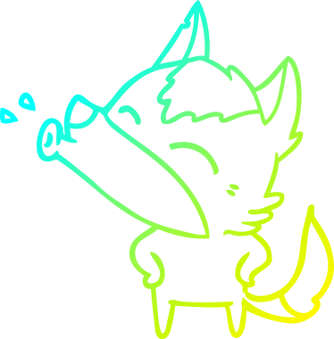 Bir insan tarafından çizilen uluyan kurt çizgi filminin soğuk gradyan çizimi