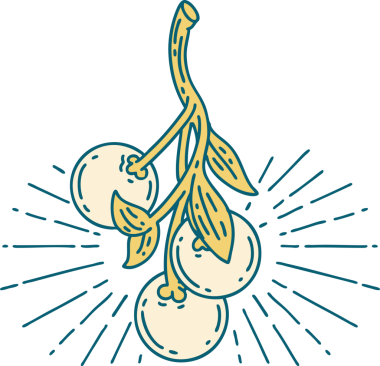 Bir insan tarafından çizilmiş geleneksel bir ökseotu dövmesi.