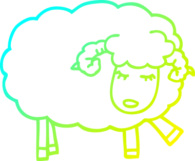 Bir insan tarafından çizilmiş şirin bir koyunun soğuk gradyan çizgisi.