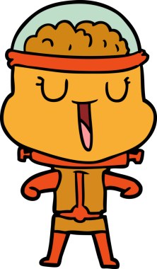 Bir insan tarafından çizilmiş mutlu çizgi film robotu