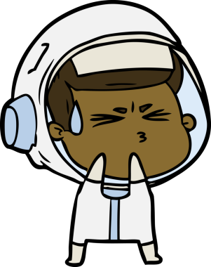 Çizgi film bir insan tarafından çizilmiş astronot.