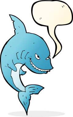 Bir insan tarafından çizilmiş komik bir köpek balığı.