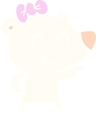 Bir insan tarafından çizilmiş dişi kutup ayısı düz renkli çizgi film.