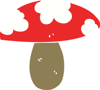 Bir insan tarafından çizilmiş düz renkli çizgi film mantarı