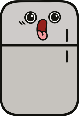 Bir insan tarafından çizilmiş buz dolabı karikatürü.