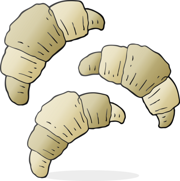 Bir insan tarafından çizilmiş serbest çizim kruvasanlar.