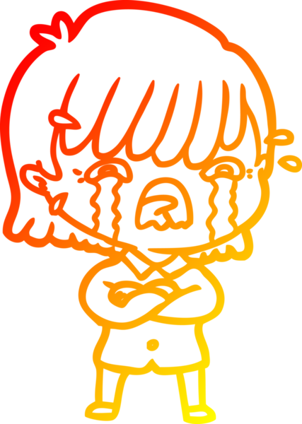 Bir insan tarafından çizilmiş ağlayan çizgi film kızı çizimi.