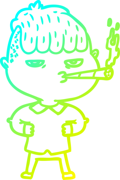 Bir insan tarafından çizilmiş sigara içen bir çizgi film karakteri çizimi