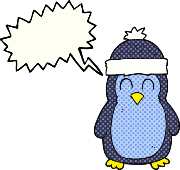 Bir insan tarafından çizilmiş serbest çizilmiş çizgi roman konuşma balonu pengueni.