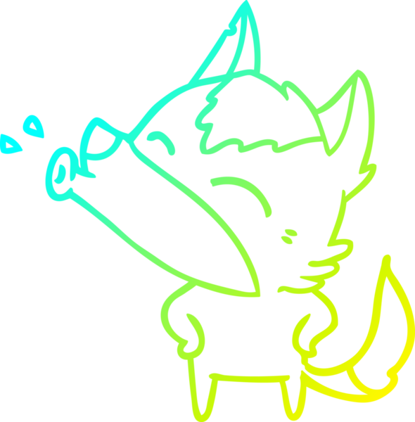 Bir insan tarafından çizilen uluyan kurt çizgi filminin soğuk gradyan çizimi