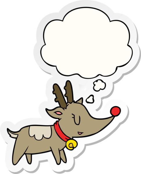 Düşünce baloncuğu insan tarafından çizilmiş bir çıkartma olan karikatür Noel Ren Geyiği