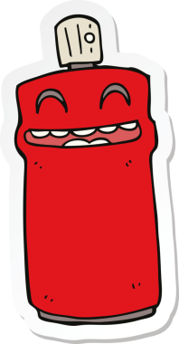 Bir insan tarafından çizilmiş çizgi film spreyinin çıkartması.