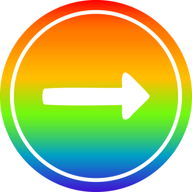 Gökkuşağı gradyan bir insan tarafından çizilmiş ok dairesel simgesi