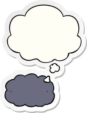 Düşünce baloncuklu karikatür bulutu insan tarafından çizilmiş bir çıkartma.