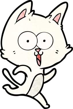 Bir insan tarafından çizilmiş komik çizgi film kedisi.