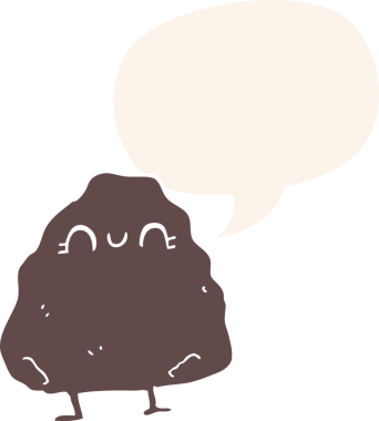 bir insan tarafından çizilmiş retro tarzı konuşma baloncuğu olan karikatür rock