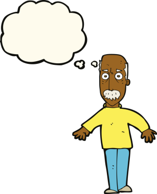 Bir insan tarafından çizilen düşünce baloncuğuyla yaşlı bir adamı sinirlendiren çizgi film.