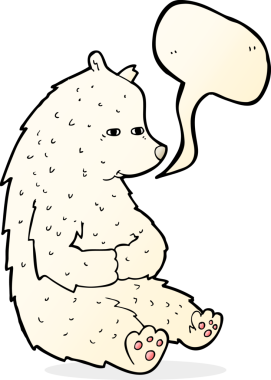 Bir insan tarafından çizilmiş konuşma baloncuklu şirin kutup ayısı.