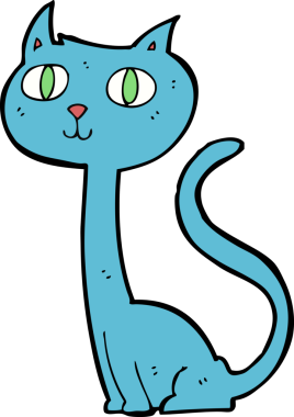 Bir insan tarafından çizilmiş çizgi film kedisi.