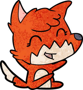 Bir insan tarafından çizilmiş mutlu çizgi film tilkisi.