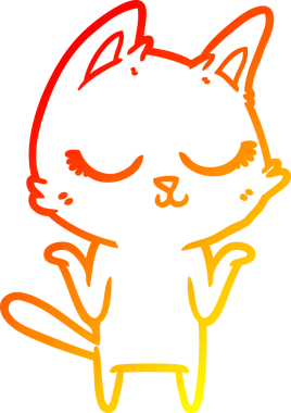 Bir insan tarafından çizilmiş sakin bir çizgi film kedisinin sıcak çizgi çizgisi.