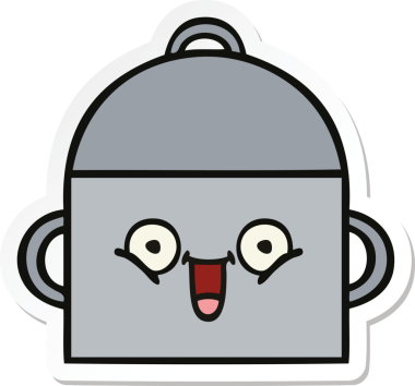 Bir insan tarafından çizilmiş şirin bir yemek pişirme kabının çıkartması.