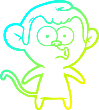 Bir insan tarafından çizilen korna çalan bir maymunun soğuk çizgi çizimi.