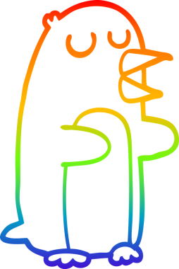 gökkuşağı gradyan çizimi bir insan tarafından çizilmiş bir penguen çizgi