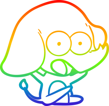 Gökkuşağı gradyan çizgisi bir insan tarafından çizilmiş şirin bir fil çizimi