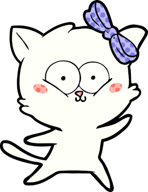 Bir insan tarafından çizilmiş çizgi film kedisi.