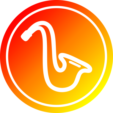 müzik aleti saksafon dairesel simge sıcak gradyan bir insan tarafından çizilmiş