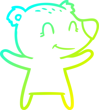 Bir insanın çizdiği gülümseyen ayı çizgi filminin soğuk gradyan çizgisi