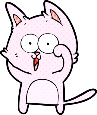 Bir insan tarafından çizilmiş komik çizgi film kedisi.