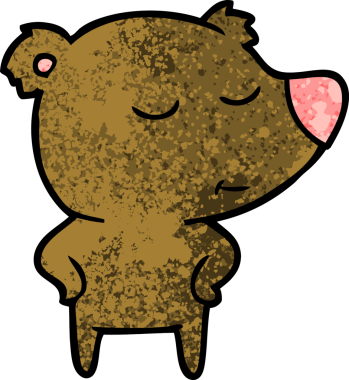 Bir insan tarafından çizilmiş mutlu çizgi film ayısı.