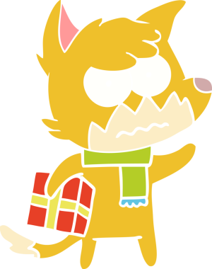 Düz renkli karikatür. Sinirli tilki. Bir insan tarafından çizilmiş.