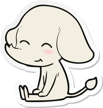 Bir insan tarafından çizilmiş şirin bir fil çıkartması.