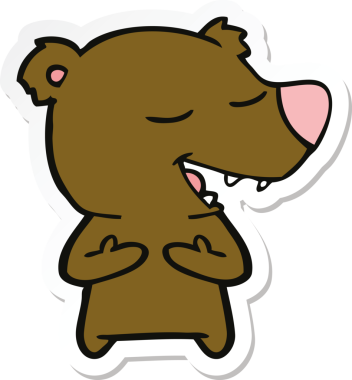 Bir insan tarafından çizilmiş çizgi film ayısının çıkartması.