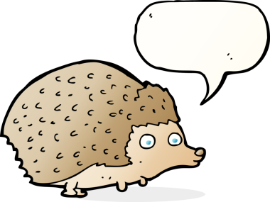 Bir insan tarafından çizilmiş konuşma balonlu kirpi.