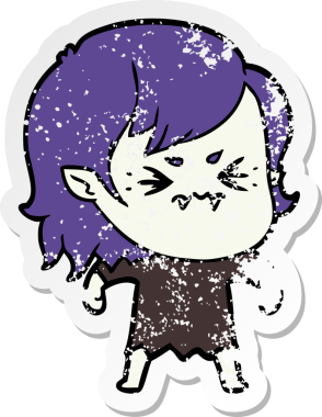 Bir insan tarafından çizilmiş rahatsız bir vampir kızın sıkıntılı çıkartması.